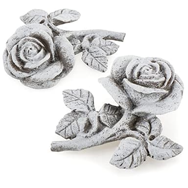 com-four® 2X décoration funéraire Rose - Pierre commémorative d’Espoir et de pureté - Ornement de cimetière résistant aux intempéries - Pierre Florale Souvenir (2 pièces - Rose)