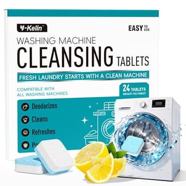 Y-Kelin Nettoyant Lave-linge en Tablettes,nettoyant machine à laver - Nettoyage Profond contre le Tartre, les Odeurs et les Résidus - Lot de 24 - Pour Lave-linge HE, Frontal et Haut