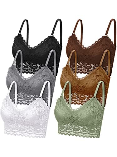 Geyoga Paquet de 6 Brassières Dentelle Florale avec Bretelle Femme Soutien-Gorge Bralette sans Armatures Non Rembourré (as4, Alpha, m, Regular, Regular)