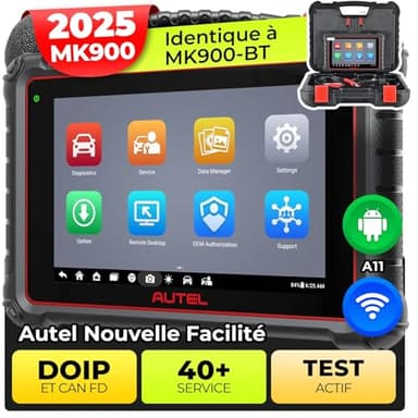 Autel MaxiCOM MK900 Valise Diagnostic Auto: 2026 Idem MK900BT OBD2 Diagnostic Voiture Bidirectionnel, Mise à Jour de MX900 MK808BT Pro MX808S MK808S, 40+ Service, 3000+ Tests Actif, DOIP CANFD, OS 11