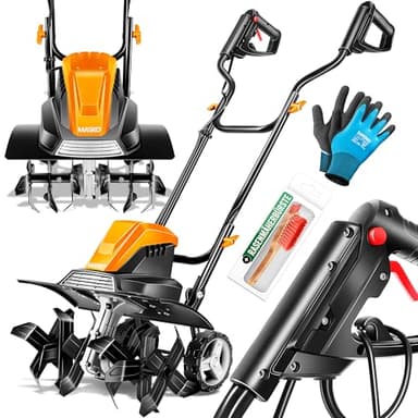 MASKO® Motobineuse électrique 1500 Watts | 40cm de Largeur de Travail, 20cm de Profondeur de Travail | Bineuse | Motoculteur à Fraise | Cultivateur | Fraiseuse de Jardin | Bineuse électrique/Orange