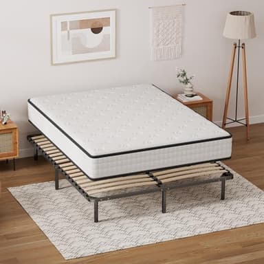 DEWINNER Ensemble Composè:Matelas en Mousse 22 cm et Mousse A Mémoire Matelas +Sommier à Lattes sur Pieds-4 Pieds Inclus（160 x 200）