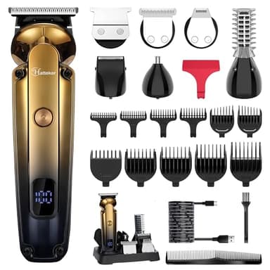 Hatteker Kit Tondeuse à Barbe Professionnel Avec Zero Gap T-Blade Tondeuse Rasoir Électrique Pour Le Nez Oreille Barbe Hommes Body Tondeuse Imperméable à l'eau Sans Fil Beauty Kit 6 en 1