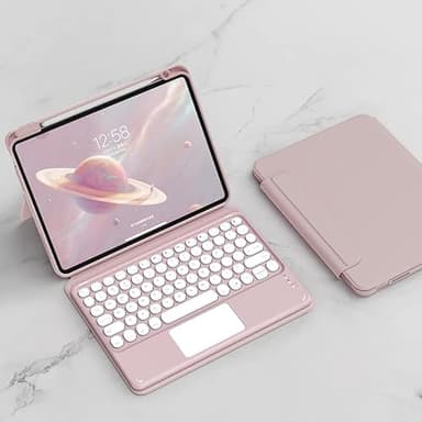 QYiiD Coque Clavier pour iPad Mini 6 8,3" 2021, Transparente Magnétique Vertical Cover & AZERTY Clavier Bluetooth sans Fil avec Touchpad pour iPad Mini 6e génération, Rose