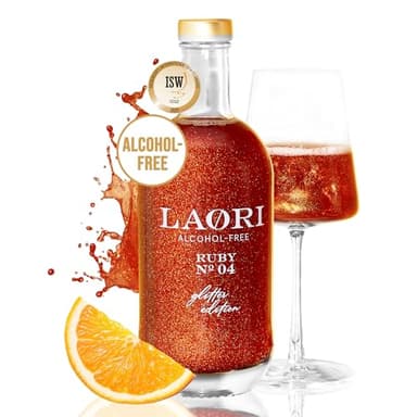 Laori Spritz pailleté sans alcool | Apéritif sans alcool à paillettes sans arômes artificiels | Colorants végétaux | Parfait pour Spritz | Goût d'orange+pamplemousse | Seulement 65 kcal