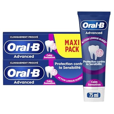 Oral-B Dentifrice Pour Les Dents Sensibles Professional Protection Sensibilité Et Sensation Apaisante, Au Complexe Au Fluorure Stanneux, Brossage En Douceur, Arôme Eucalyptus Maxi Pack 2x75ml