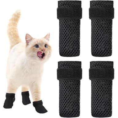 JEYORZY 4 Pièces Bottes Anti-Rayures pour Chat, Chaussures pour Chiens Antidérapant, Housses réglables en Maille antidérapante pour Petits Chiens, pour Chat et Chien Protection des Pattes de Chat-M