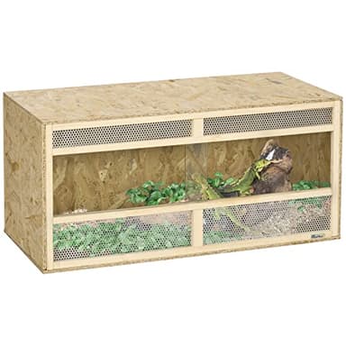 PawHut Terrarium en Bois OSB pour Reptiles avec Porte coulissante en Verre - 100 x 47 x 47 cm
