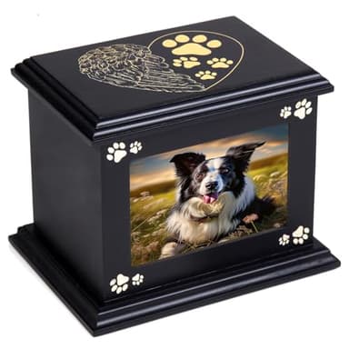 Urne pour animaux de compagnie urns Doggy Memorial 40 grande urne funéraire en bois urns avec cadre photo Memorial Memorial Memory Box Liner noir Anis perdu cadeau commémoratif pour animaux de