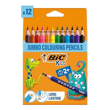 BIC Kids Evolution Triangle ECOlutions Crayons de Couleurs Triangulaires - Couleurs Assorties, Etui Carton de 12