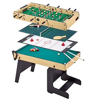 Table Multi Jeux Pliable 4 en 1 Adulte - Baby-Foot - Billard - Ping Pong - Hockey