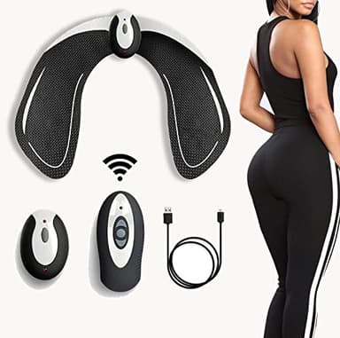 HENESE EMS Electrostimulateur Glutei, Renforcement ciblé de tes Muscles, 6 Modes, 10 intensités, Chargement par USB, télécommande Pratique, Créer la Courbe Parfaite des Fesses