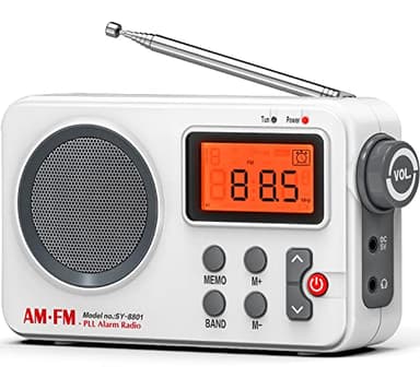 Tendak Petite Radio Portable FM/AM (MW),Transistor Radio avec Une Excellente Réception et Une Qualité Sonore Elevée,avec Connexion Timed/Grand écran/réveil/Stockage Manuel/Prise Casque