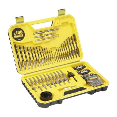 DEWALT - Coffret de 100 pièces de perçage et vissage haute performance - assortiment polyvalent pour perceuse et tournevis - coffret avec rangement, DT71563-QZ