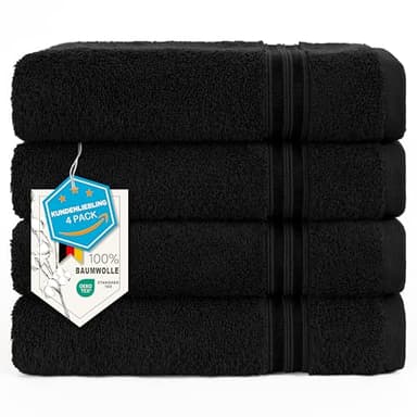 Hammetex Lot de 4 Serviettes 50x100 cm, 100% Coton 500 GSM, Douces, Absorbantes, Séchage Rapide, Idéal pour Le Gymnase, Le Bain, Le Sauna, Certifiées Oeko-TEX, Noir