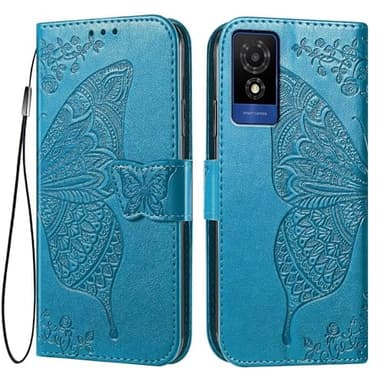 EASSGU Coque pour TCL 501 (6" inches) Etui Flip Magnétique avec 3 Fentes pour Cartes 1 Portefeuille, Housse - Bleu