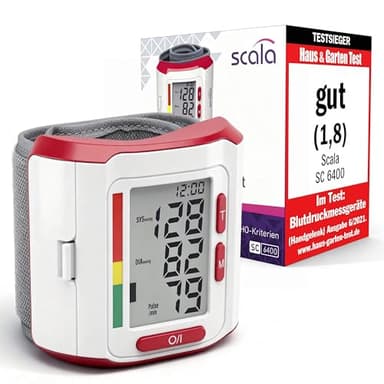 Scala SC 6400 Tensiomètre au Poignet, Rouge, Blanc