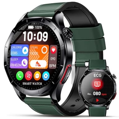 Lgnitek 2026 Nouv’ Montre Connectée Homme avec ECG+HRV/Pressιon artérιelle//Acide Urique/IMC,1,43" AMOLED Smartwatch avec Fonction SOS,24/7 Fréquence Cardiaque/Sommeil/SpO2/Apnée,Android/iOS