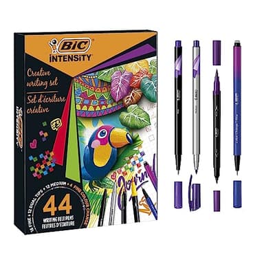 BIC Intensity Kit d’Outils Créatifs Premium pour Écrire et Dessiner au Quotidien - Couleurs assorties, boîte de 44