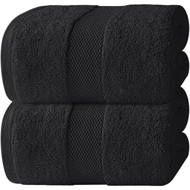White Classic Lot de 2 Serviettes de Bain de Luxe Douces en Coton de 650 g/m² – Très absorbantes et à séchage Rapide – Collection hôtelière – Très Grandes Serviettes de Bain surdimensionnées – Noir