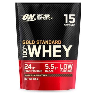 Optimum Nutrition Gold Standard 100% Whey, Protéine en Poudre, Goût Double Chocolat Riche, 465g, 15 Doses