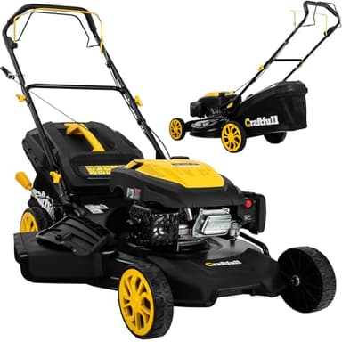 Craftfull Tondeuse à Gazon Thermique CR-224-30 | 4,6 KW 6,3 CV | Moteur OHV 223 cm³ | Autotractée avec Transmission à Faible Friction - Largeur de Coupe 53 cm, réglable en 7 Positions (4,6 KW 6,3 CV)