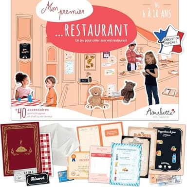 Amulette - Coffret Mon Premier Restaurant - Jeu Éducatif 5 à 10 ans - 40+ Accessoires pour Jouer à Créer son Restaurant - Jouet Cadeau Enfant Fille Garçon Métier Cuisine - Fabriqué en France - CHEF