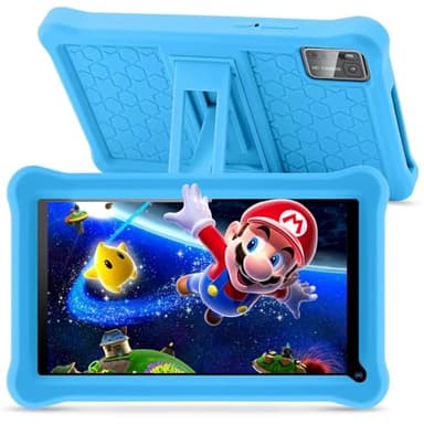 SANNUO Tablette Enfants 7 Pouces Android Tablette Éducative Enfant avec Écran HD, 8Go RAM+64Go ROM(TF 256Go), Contrôle Parental, Bluetooth, WiFi, Tablettes pour Enfants avec Étui Antichoc EVA (Bleu)