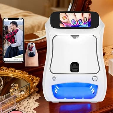 AUTUMFLATGAO Imprimante à Ongles, Imprimante Ongles Nail Art, avec Plus De 1 000 Images, Compatible Wi-FI/DIY/USB, Impression Rapide en 30s, pour La Beauté Et Les Soins Personnels
