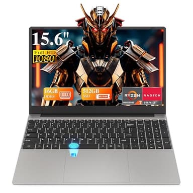 PINSTONE 15,6" Ordinateur Portable 16Go DDR4 512Go SSD, PC Portátil Ryzen 7 4800H CPU, Portable Laptop Computer avec écran FHD 1080P, WiFi5, Bluetooth5.0, USB3.0, Webcam, Touch ID