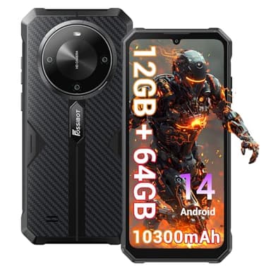 FOSSiBOT F105 Smartphone Incassable Android 14, 6.745" HD+ écran Smartphone Etanche, 10300mAh Telephone Portable Incassable, 12Go(4+8)+64Go/128Go Extensible, 20MP+8MP/4G-Dual SIM/OTG/GPS/Face ID