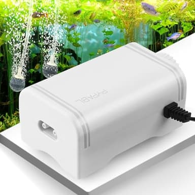 PYPABL 4W Pompe à Air pour Aquarium, Pompe à Oxygène Silencieux, Aérateur Puissant pour Aquarium Jusqu'à 400l, Bulleur d'air pour Poissons avec Tube d'air Et Pierres d'air