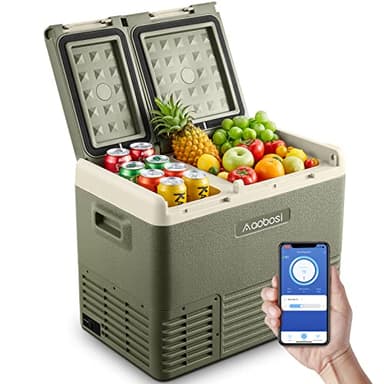AAOBOSI Glacière Electrique 33L, Glacière à Compresseur Double Zone -20°C, 12V/24V et 100-240V, Robuste Glaciere Electrique pour Voitures, Camions, Véhicules de loisirs, Bateaux, Maisons et Camping