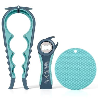 Ouvre-bocal pour mains faibles, personnes âgées souffrant d'arthrite, décapsuleur multifonction 5 en 1 pour mains arthritiques avec caoutchouc antidérapant