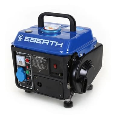 EBERTH 750 Watt Groupe electrogene Generateur electrique portable moteur à essence 2 CV, 2 temps, 1x 230V, 1x 12V, monophasé, démarrage par câble, voltmètre, jauge de carburant, compact, poids 15kg