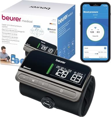 Beurer BM 81 easyLock tensiomètre au bras, validé cliniquement, brassard avec fermeture rotative simple, sans tuyaux ni câbles, mesure douce et rapide, avec connexion à l'application