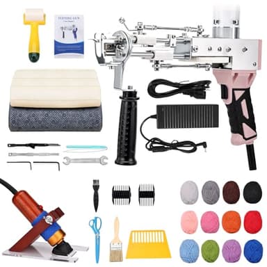 ZOWWFAST Kit de pistolet à touffeter pour tapis avec kit de débroussailleuse pour tapis, pistolet à tapis avec affichage de la vitesse numérique (rose)