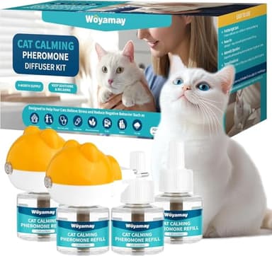 6 in 1 Phéromones Chat Anti Stress Chat - Kit Diffuseur Phéromones Chat Avec 4 Recharges De 48ml, Phéromones Pour Chat Pour Réduire L'Anxiété Et Le Stress, Calmant Pour Chat Efficace Jusqu'à 120 Jour