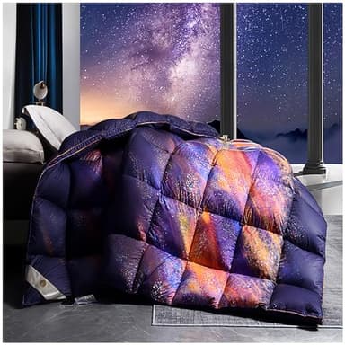 ZTGL Couette en Plumes et Duvet de d'oie 220x240 cm, 95% Duvet d'oie, Naturelle Léger pour lit 2 Personnes, Couette De Lit Doux Et Chaud Literie pour 4 Saisons,D,200x230cm(1500g)