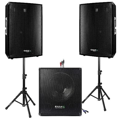 Ibiza Sound - Pack Sono DJ Ibiza Sound 2200W + Pieds + CÂBLES Enceintes + CÄBLE PC Offert - PA Mix DJ