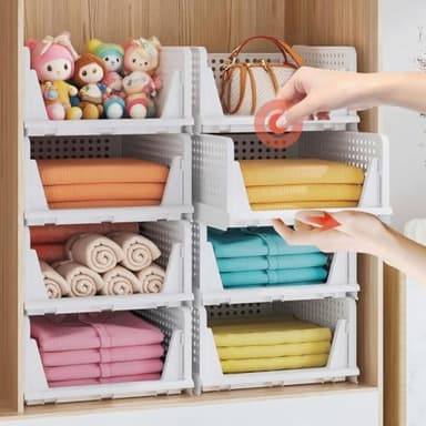 Zikenis 5 Pièces Organisateur Armoire Vetement, Empilable et Pliable Organisateur Tiroir, Plastique Rangement Tiroir Vetement, Organiseurs de Tiroir pour Chambre, Cuisine, Bureau, Salle de Bains