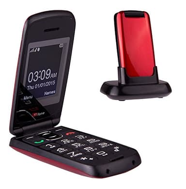 TTfone Star- Téléphone Mobile à Clapet et à Grosses Touches Facile à Utiliser Sans Carte SIM (Rouge)