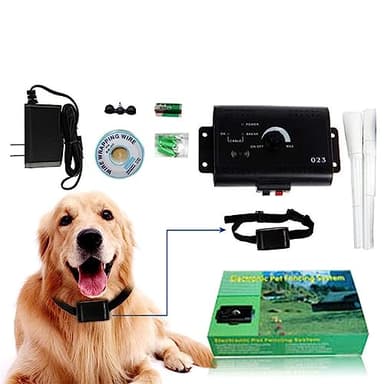 InnovTec Cloture Electrique pour Animaux, Collier Anti Fugue Chien Électrique Automatique Dressage Chien avec Collier et 300m de Fil Kit pour Chiens Moyens et Grands Système de Clôture Électronique
