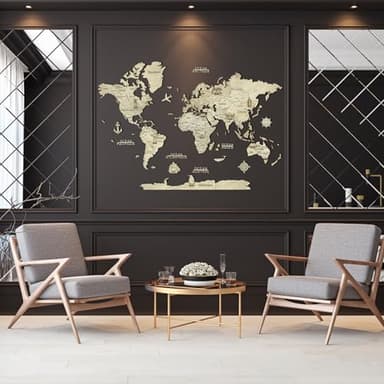 Creatifwood Carte du monde en bois 2D pour décoration murale - Mappemonde en Bois - Art mural - Pour salon, bureau ou chambre (Light, 100L x 70l cm)