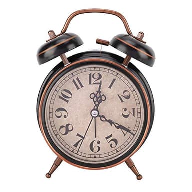 Atyhao Réveil mécanique, 4 "Réveil mécanique rétro avec veilleuse Horloge à remontage Manuel Double Twin Bell(Noir)
