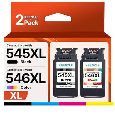 KEENKLE Remplacement pour Canon PG-545XL CL-546XL Cartouches d'encre (Noire + Couleur XL) PG-545 CL-546 XL 545 546 XL pour Pixma MX495 TR4550 TR4551 TS3150 TS3151 MG2450 MG2500 MG2950 MG2950S MG2550S
