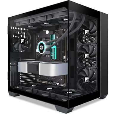 FOIFKIN Boitier PC - 3 PWM préinstallés sans Ventilateur RVB - Boitier PC de Jeu ATX Mid-Tower - Verre panoramique 270° avec Type-C K300 - Noir