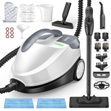 Nettoyeur Vapeur, 28 accessoires, 1,5 L 2000 W, Pression de Vapeur 4 bar, Vapeur Verrouillable, Puissant Nettoyeur Vapeur Maison pour Enlever la Saleté et la Graisse des sols, Meubles Rembourrés et