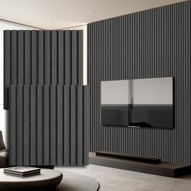 Panneaux Acoustiques En Bois，Lot de 2 Panneaux Muraux en MDF，Panneau Mural avec Placage en Bois et Feutre，Revêtement Mural 3D，Mur à Lamelles avec Isolation Phonique，60x60 CM，Noyer Noir