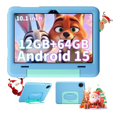 Blackview Tablette Enfants 10 Pouces, Tablette pour Enfant 3-12 Ans, 12Go RAM + 64Go ROM/2To TF, Contrôle Parental, 6600 mAh, Gemini AI 2.0, 8MP + 5MP, Face ID, Widevine L1/GMS/GPS/Bluetooth 5.0